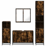 4 Piece Bathroom Furniture Set Smoked Oak Engineered Wood 3301192