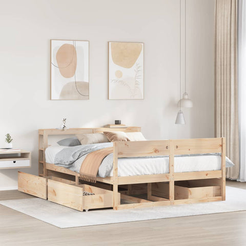 ZNTS Bed Frame without Mattress 120x190 cm Small Double Solid Wood Pine 3306399