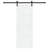 Sliding Door White and Black 78 x 211 cm Solid Pine Wood 3333193