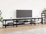 TV Cabinet Black Oak 201 x 35 x 45 cm Engineered Wood and Iron 881309