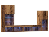 TV Cabinet with LED Strip Lights 4 pcs Old wood Engineered wood 3334389