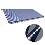 ZNTS Manual Retractable Awning with LED 600x300 cm Blue and White 3051272