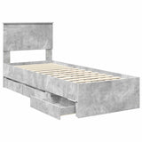 Bed Frame with Drawer Concrete Grey 75 x 190 cm Engineer Wood 3410759