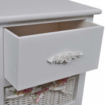 Cabinet with 1 Drawer and 3 Baskets White Paulownia Wood 241543