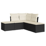 ZNTS 5 Piece Garden Sofa Set with Cushions Black Poly Rattan 3217716