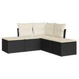 ZNTS 5 Piece Garden Sofa Set with Cushions Black Poly Rattan 3217716