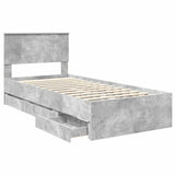 Bed Frame with Drawer Concrete Grey 90 x 190 cm Engineer Wood 3410752