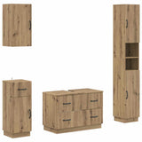 4 Piece Bathroom Cabinet Set HOORN Artisan Oak Engineered Wood 3417962