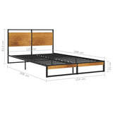 Bed Frame Black, Wood Brown Powder-coated metal, MDF Double 324864