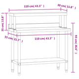 Kitchen Work Table with Overshelf 110x55x120 cm Stainless Steel 3208896