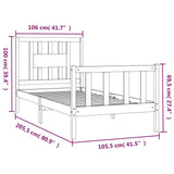 Bed Frame without Mattress Solid Wood Pine 100x200 cm 3188156