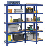 2 Piece 5-Layer Shelves Set Blue Steel&Engineered Wood 3307625