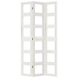 Room Divider 3 Panels White Solid Wood Paulownia 358688