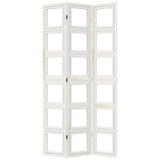 Room Divider 3 Panels White Solid Wood Paulownia 358688