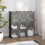 ZNTS Storage Cube Organiser with 9 Cubes and Doors Black PP 340558