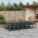 ZNTS 13 Piece Garden Dining Set Black Poly Rattan 3295037