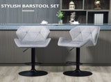 Bar Stools Set Of 2, Luxurious Velvet-Touch Barstools with Metal Frame Footrest Round Base Triangle T3398P378038