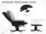 Fabric Recliner Sofa Armchair with footstool Swivel Sofa Grey T3398P328138