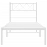 ZNTS Metal Bed Frame without Mattress with Headboard White 75x190cm 372316
