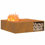 Fire Pit Brown 100 x 100 x 30 cm Weathering Steel 859001