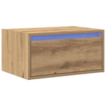 ZNTS Wall-mounted Bedside Cabinet with LED Lights Artisan Oak 860227