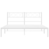 ZNTS Metal Bed Frame without Mattress with Headboard White 135x190cm 372325
