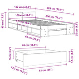 Bed Frame with Drawer without Mattress Brown Oak 100x200 cm 3280796