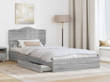 Storage Bed with Drawer Grey Sonoma 90 x 200 cm Engineered Wood 3413546