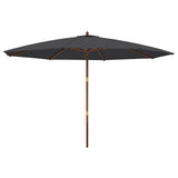 Garden Parasol with Wooden Pole Black 400x273 cm 363181