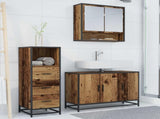 Bathroom Furniture Set with Door 3 pcs Old Wood Engineered Wood 3402408