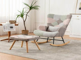 Rocking Chair, Fabric Relaxing Chair Wingback Accent Chair Solid Wood Legs, Accent Armchair N605P181754Z
