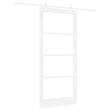 Sliding Door White 93 x 211 cm Solid Pine Wood and Glass 3332262