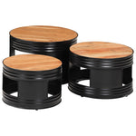 ZNTS Bar Tables Drum Shape 3 pcs Solid Wood Acacia 358935