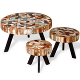Three Piece Coffee Table Set Solid Reclaimed Wood 244229