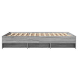 Bed Frame without Mattress Grey Sonoma 135x190 cm Double Engineered Wood 3295693