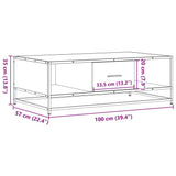 Coffee Table Grey Sonoma 100x57x35 cm Engineered Wood and Metal 848762
