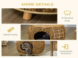 Wicker Cat Bed Cat House Stool with Washable Cushion, 44 x 43 x 41cm T3398P349909