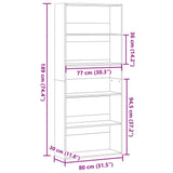 Book Cabinet Black 80x30x189 cm Engineered Wood 3314670