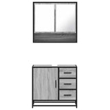 ZNTS 2 Piece Bathroom Furniture Set Grey Sonoma Engineered Wood 3300928