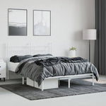 ZNTS Metal Bed Frame without Mattress with Headboard White 150x200cm 353588