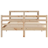 ZNTS Bed Frame without Mattress 135x190 cm Double Solid Wood Pine 3305816