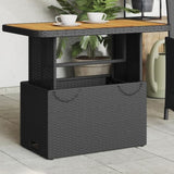 Garden Table Black 90x55x71 cm Poly Rattan and Acacia Wood 368275