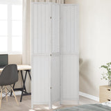 Room Divider 3 Panels White Solid Wood Paulownia 358720