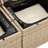 7 Piece Garden Sofa Set with Cushions Beige Poly Rattan Acacia 3327446