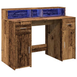Desk with LED Lights Old Wood 120x55x91 cm Engineered Wood 3309418
