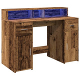 Desk with LED Lights Old Wood 120x55x91 cm Engineered Wood 3309418
