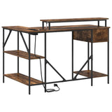 Desk with Drawer Smoked Oak 120 x 79 x 86.5 cm Engineered Wood 859402