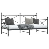 Daybed with Trundle without Mattress Black 100x200 cm Steel 4104677