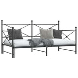 ZNTS Daybed with Trundle without Mattress Black 100x200 cm Steel 4104677