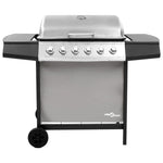 Gas BBQ Grill with 6 Burners Black and Silver 48553